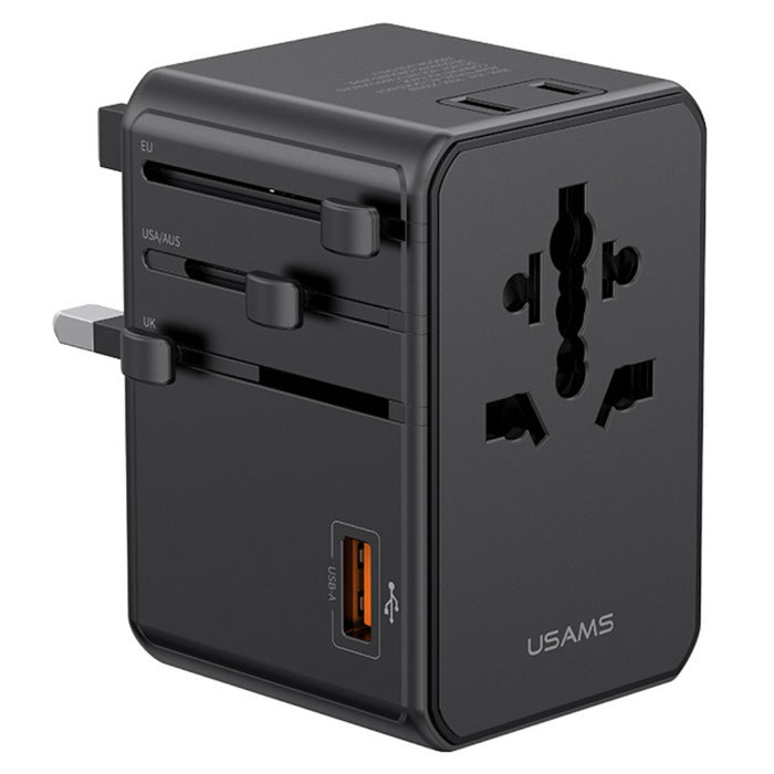 Мрежов адаптер USAMS 4в1 Universal Travel Charger T72 65W US/AU/EU/UK, черен