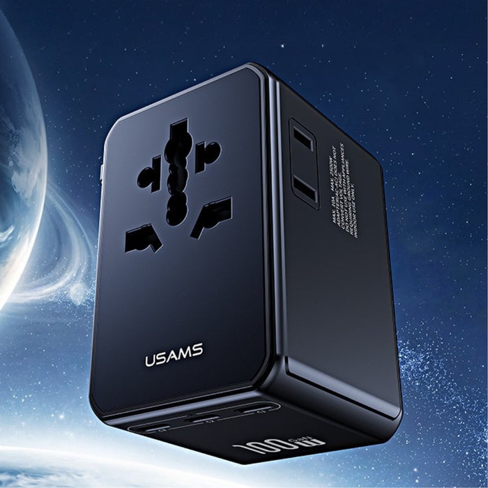 Мрежов адаптер USAMS 4в1 Universal Travel Charger T72 65W US/AU/EU/UK, черен