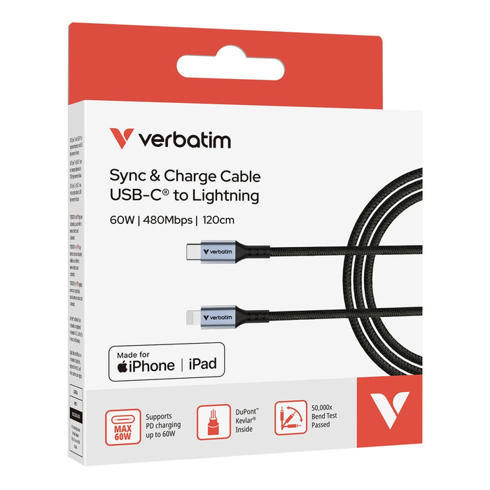 Verbatim Sync & Charge USB-C към Lightning 120 см