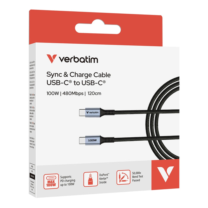 Verbatim Sync & Charge USB-C към USB-C 100 W 120 см
