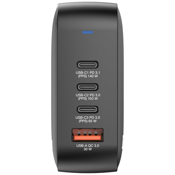 Mini GaN зарядно устройство Verbatim 165 W 4 порта за САЩ с адаптери за ЕС и Обединеното кралство