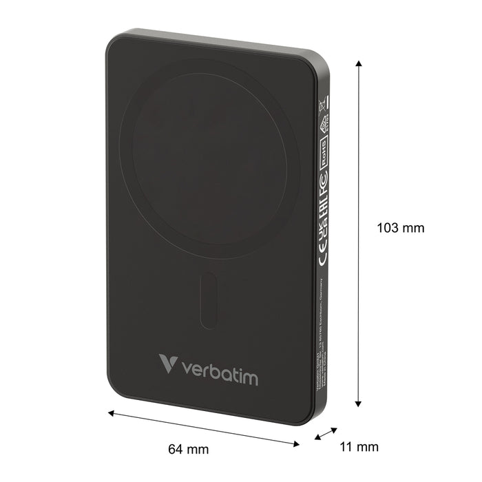 Verbatim Charge 'n' Go Essentials Преносима батерия Powerbank Magnetic Wireless 5000mAh Черен