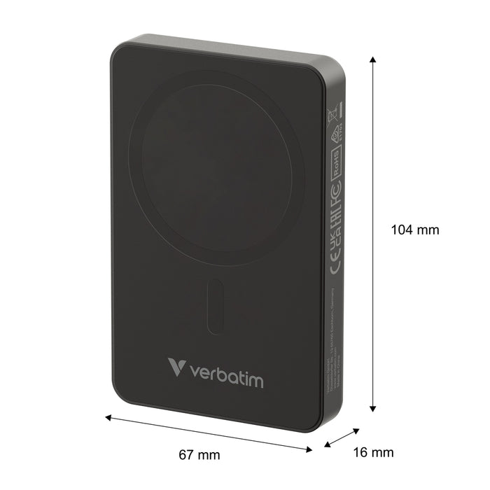 Verbatim Charge 'n' Go Essentials Преносима батерия Powerbank Magnetic Wireless 10000mAh Черен