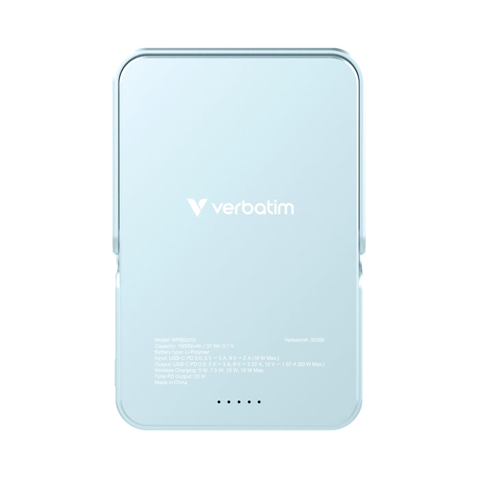 Verbatim Charge 'n' Go Преносима батерия Powerbank със стойка Магнитна безжична 10000mAh синя