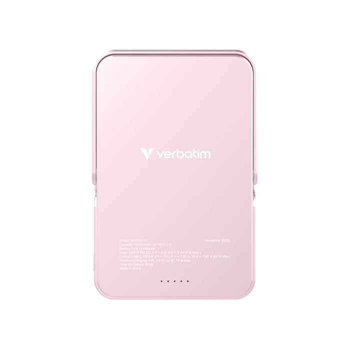 Verbatim Charge 'n' Go Преносима батерия Powerbank с магнитна безжична стойка 10000mAh розов
