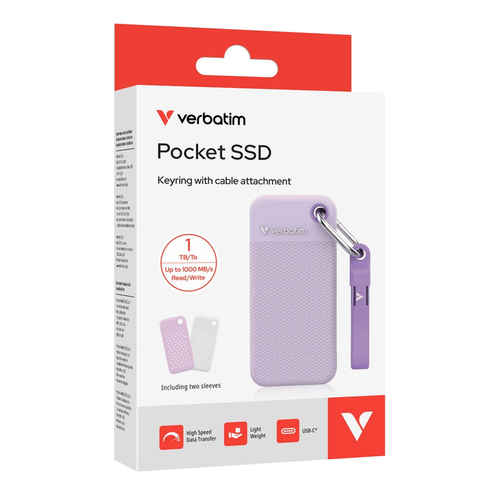 Verbatim Pocket SSD USB 3.2 Gen 2 1TB Purple вкл. два гумени маншета