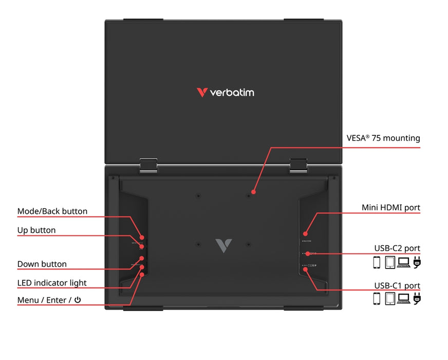 Verbatim Portable 15.6" Dual Monitor Essentials