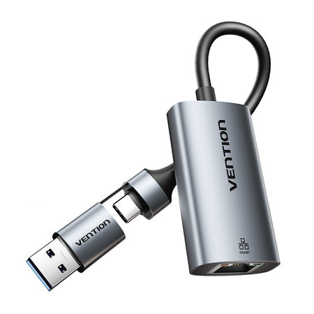 Адаптер Vention USB-A + USB-C до Gigabit Ethernet 0.15m