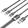 USB 2.0 A мъжки към 3-в-1 USB-C, Lightning и Micro-B мъжки кабел Vention 3A CTPBG 1.5m