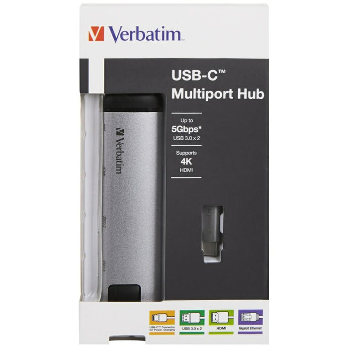 Адаптер Hub Verbatim 49141 с USB 3.0/Ethernet, алуминиев