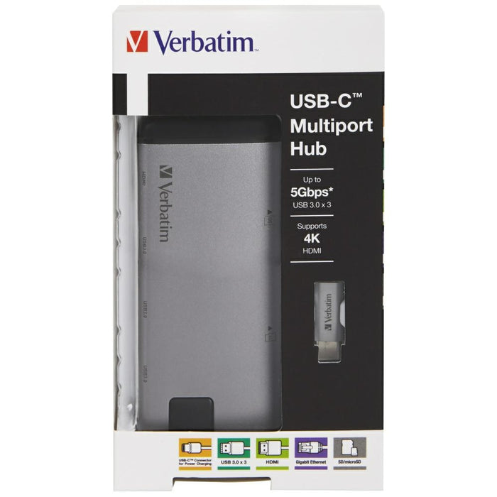 Адаптерен хъб Verbatim M1/M2/USB 3.0/M3/Ethernet/SD/M4, алуминиев