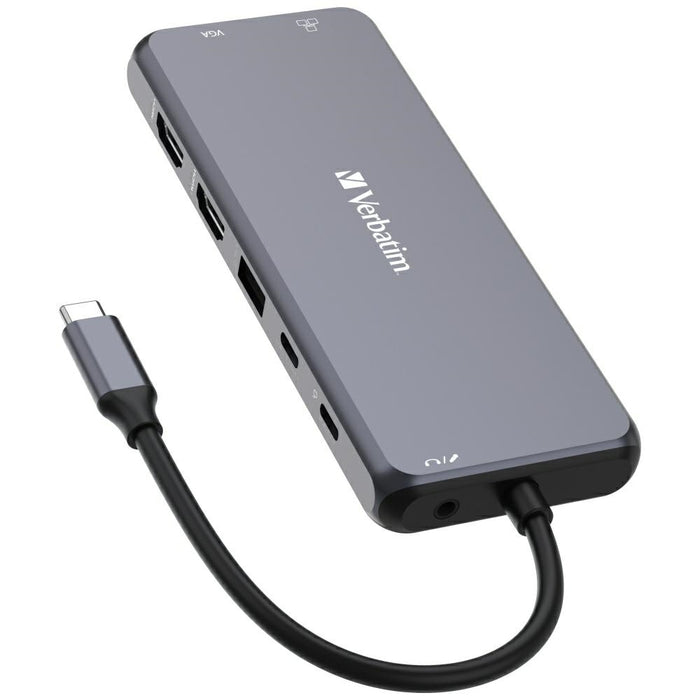 Адаптер Hub Verbatim 32154 с USB-C/USB-A/Ethernet/HDMI/Jack 3.5mm/SD, алуминиев
