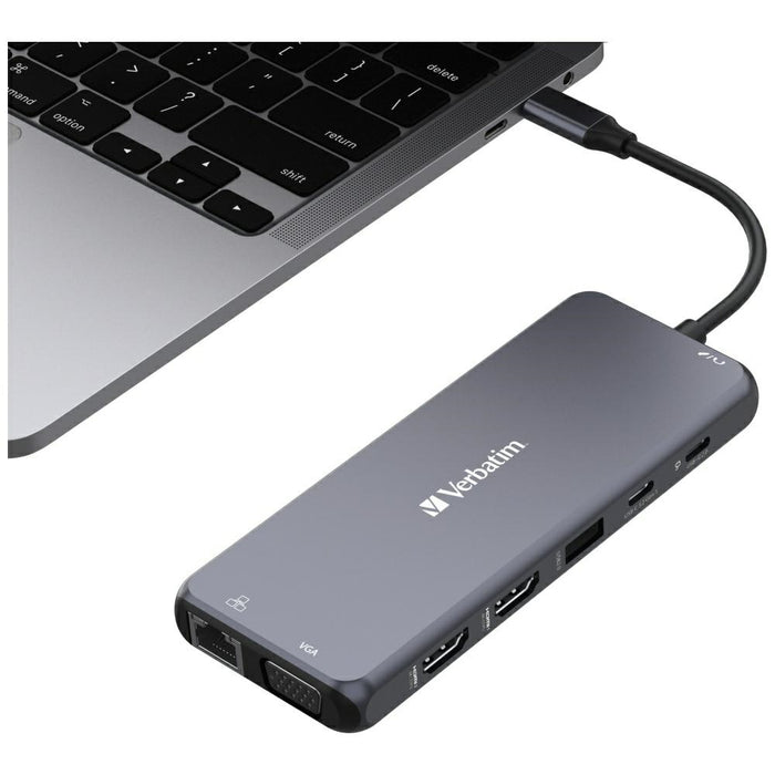 Адаптер Hub Verbatim 32154 с USB-C/USB-A/Ethernet/HDMI/Jack 3.5mm/SD, алуминиев