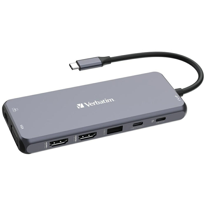Адаптер Hub Verbatim 32154 с USB-C/USB-A/Ethernet/HDMI/Jack 3.5mm/SD, алуминиев