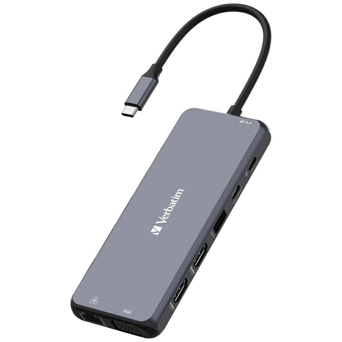Адаптер Hub Verbatim 32154 с USB-C/USB-A/Ethernet/HDMI/Jack 3.5mm/SD, алуминиев