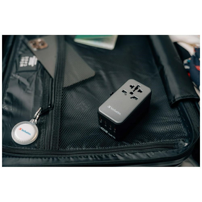 Адаптер Verbatim 32125 EU/UK/US GaN USB-C/USB-A PD, черен