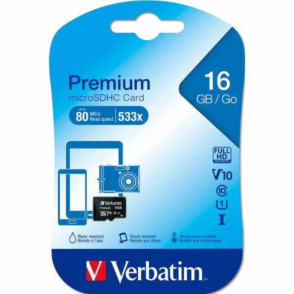 Verbatim microSDHC карта памет 16GB V10czarny/черна 44010