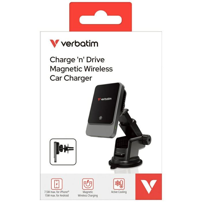 Автомобилна стойка Verbatim n Drive 15W RGB с безжично зареждане 31862, черна/сребриста