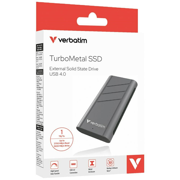 Външен SSD диск Verbatim TurboMetal 1TB, сив