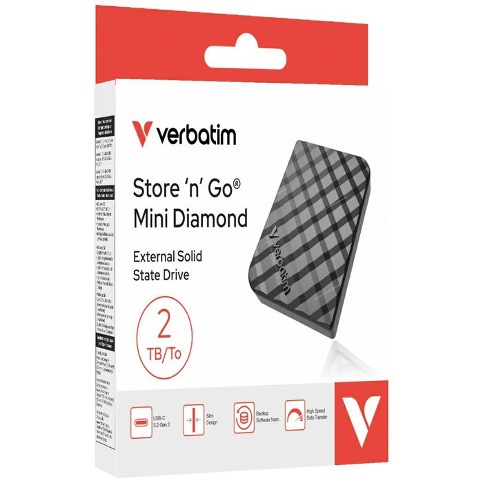 Външен SSD диск Verbatim Store n Go Mini Diamond 2TB, черен