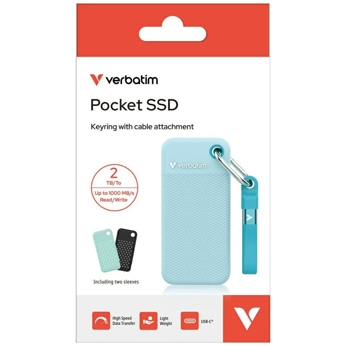 Външен твърд диск Verbatim Pocket SSD 2TB 32325 USB 3.2 gen.2, черно-полярно син