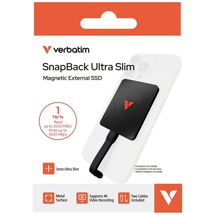 Външен твърд диск Verbatim SnapBack Ultra Slim SSD 1TB, черен