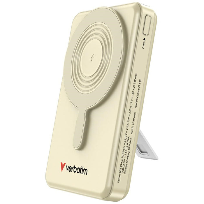 Powerbank Verbatim Charge n Go 32274 с магнитна безжична подложка и TFT дисплей, златен