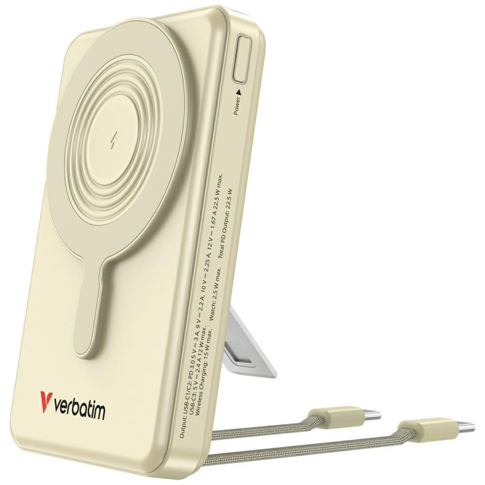 Powerbank Verbatim Charge n Go 32274 с магнитна безжична подложка и TFT дисплей, златен