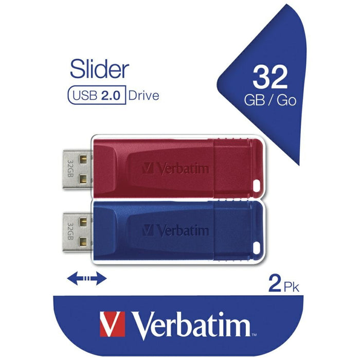 USB флаш памет Verbatim Slider 49327, червена/тъмносиня