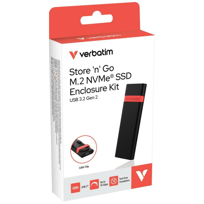 Твърд калъф Verbatim M.2 NVMe 3.2 Gen 2 със кабел USB-C, черен 32261