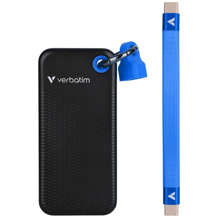 Външен твърд диск Verbatim Pocket SSD 256GB USB-C 3.2 gen.2, черно-син 32416