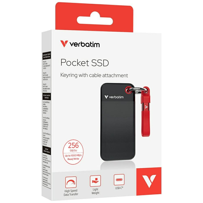 Външен диск Verbatim Pocket SSD M0 M1 3.2 gen.2, черно-червен 32417
