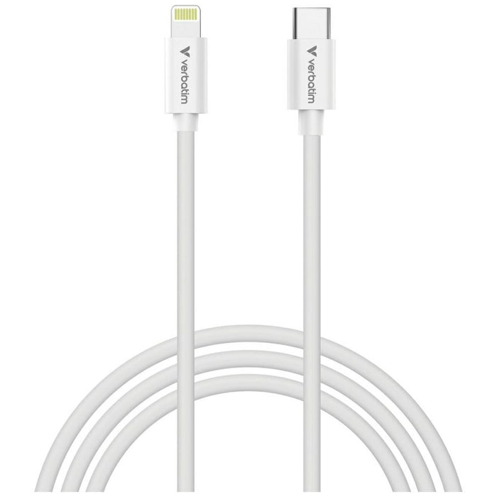 Кабел Verbatim Sync &amp; Charge USB-C to Lightning essentials 27W, черен/бял