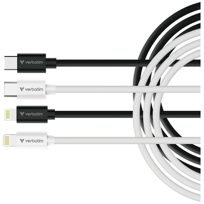 Кабел Verbatim Sync &amp; Charge USB-C to Lightning essentials 27W, черен/бял