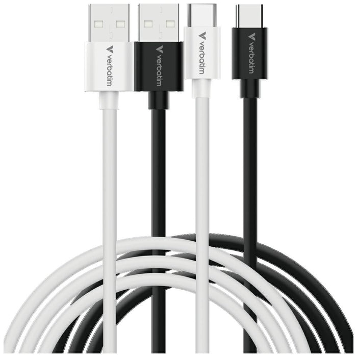 Кабел Verbatim Sync &amp; Charge USB-C essentials 18W, черен/бял