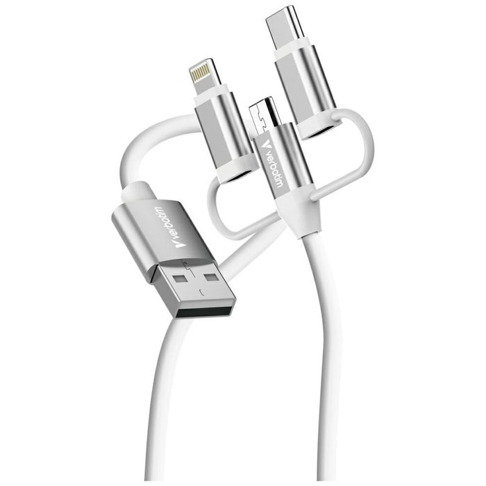 Кабел Verbatim Sync &amp; Charge за Micro-B, Lightning, essentials 18W, бял