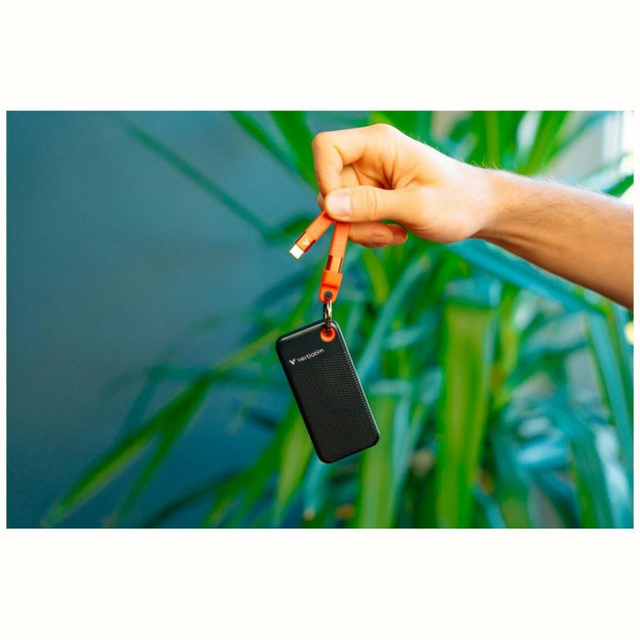 Външен SSD диск Verbatim Pocket 512GB с ключодържател и кабел USB 3.2 gen.2, черно-оранжев, 32285