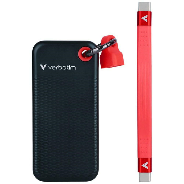 Външен твърд диск Verbatim Pocket SSD 128GB USB-C 3.2 gen.2, черно-червен, 32434