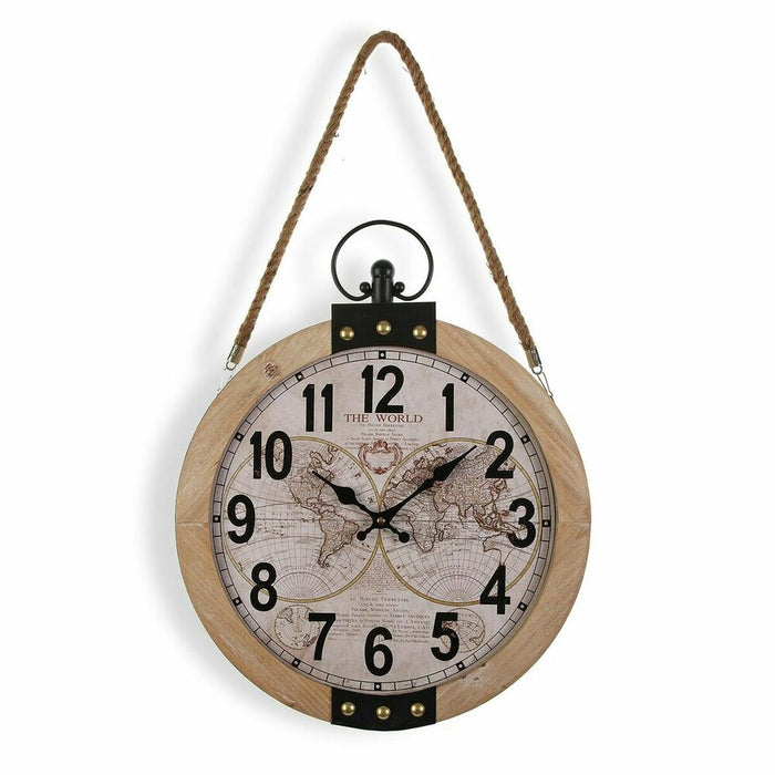Стенен часовник Versa Mapamundi 40 x 6,5 x 47 cm Дървен MDF
