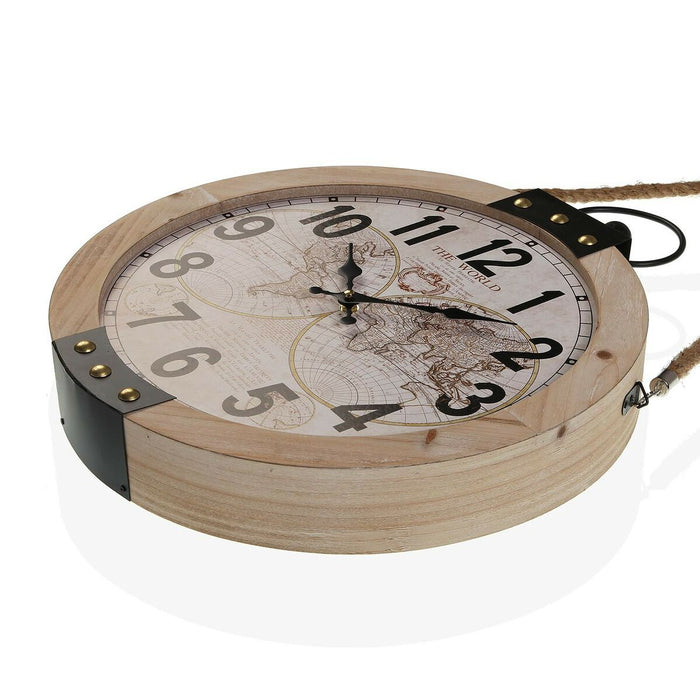 Стенен часовник Versa Mapamundi 40 x 6,5 x 47 cm Дървен MDF