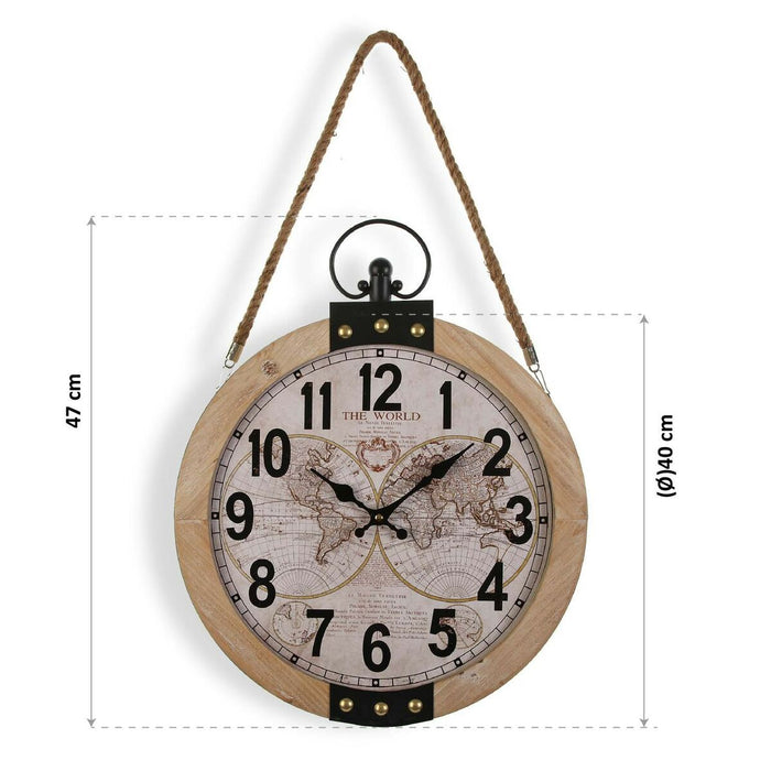 Стенен часовник Versa Mapamundi 40 x 6,5 x 47 cm Дървен MDF