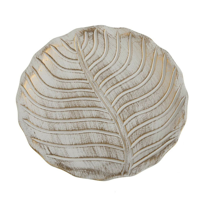 Украса за център на маса Versa Leaf B Бял Дървен MDF 3 cm 3 x 40 x 40 cm