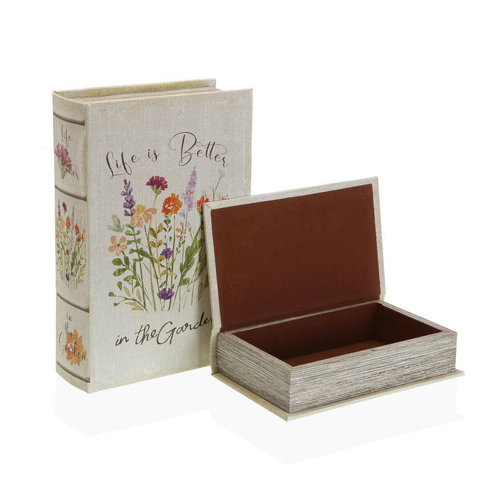 Комплект Декоративни Кутии Versa Книга Lilled Пластно Дървен MDF 7 x 27 x 18 cm