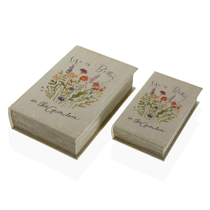 Комплект Декоративни Кутии Versa Книга Lilled Пластно Дървен MDF 7 x 27 x 18 cm