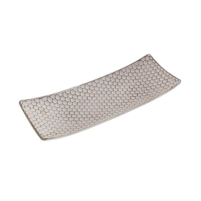 Украса за център на маса Versa Бял Дървен MDF 13 x 3 x 34 cm