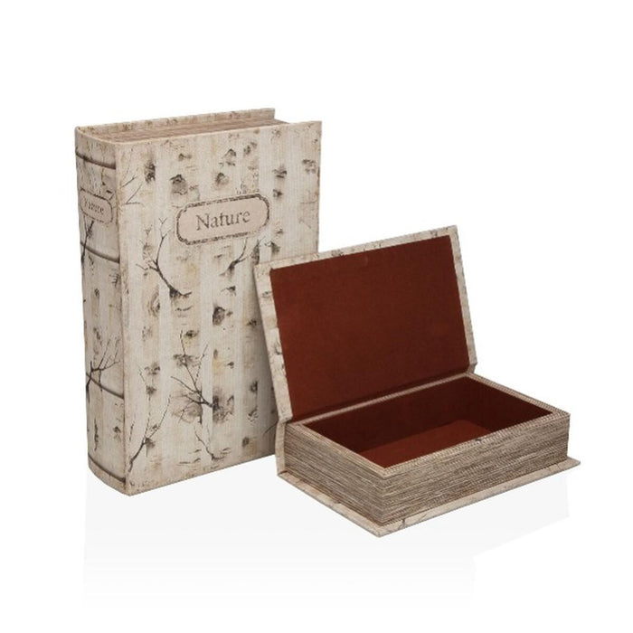 Комплект Декоративни Кутии Versa Nature Пластно Дървен MDF Книга 7 x 27 x 18 cm