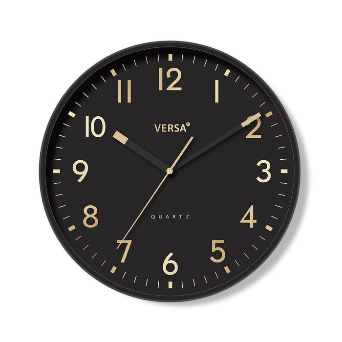 Стенен часовник Versa Черен Пластмаса 4 x 30 x 30 cm
