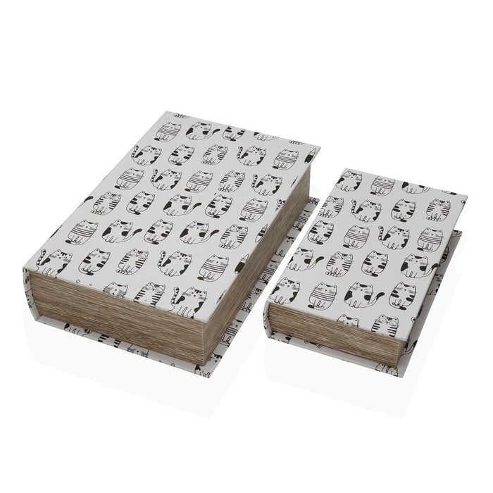 Декоративна кутия Versa Пластно Дървен MDF Книга Котка