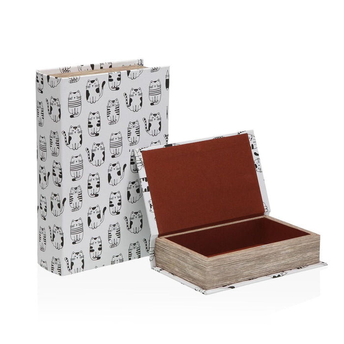 Декоративна кутия Versa Пластно Дървен MDF Книга Котка