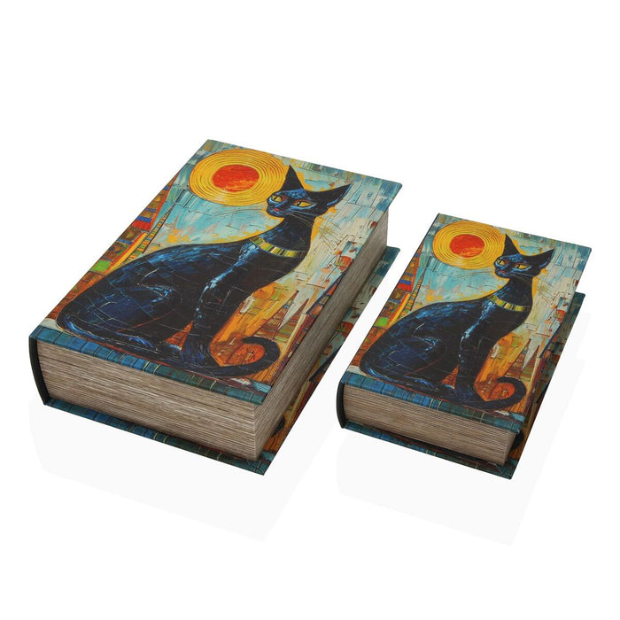 Декоративна кутия Versa Пластно Дървен MDF Книга Котка